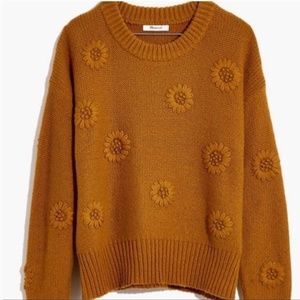 Madewell Flower Embroidered Pullover Sweater